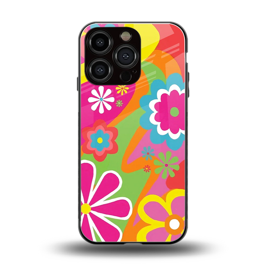 Floral Fusion back phone cover | glass case for iphone 16 pro