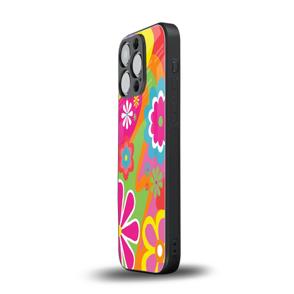 Floral Fusion iphone 16 pro mobile cover | shockproof glass phone case