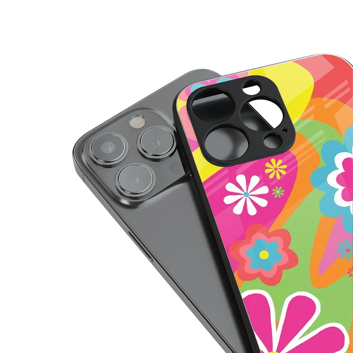 Floral Fusion stylish phone case for iphone 15 pro max | glossy glass and slim fit