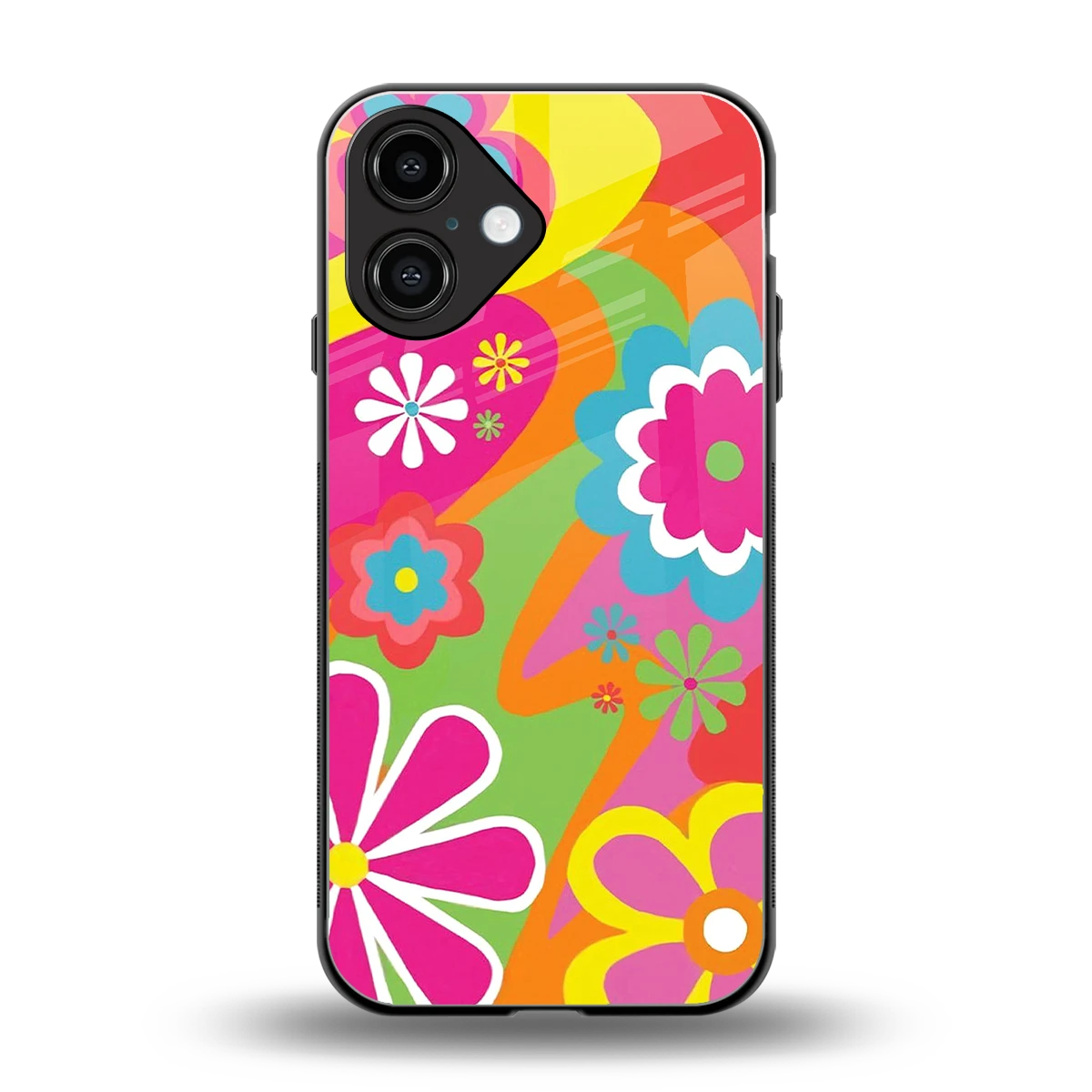 Floral Fusion back phone cover | glass case for iphone 16