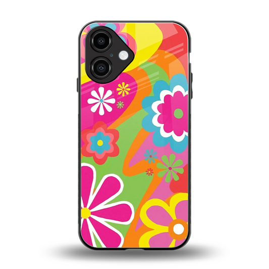 Floral Fusion back phone cover | glass case for iphone 16