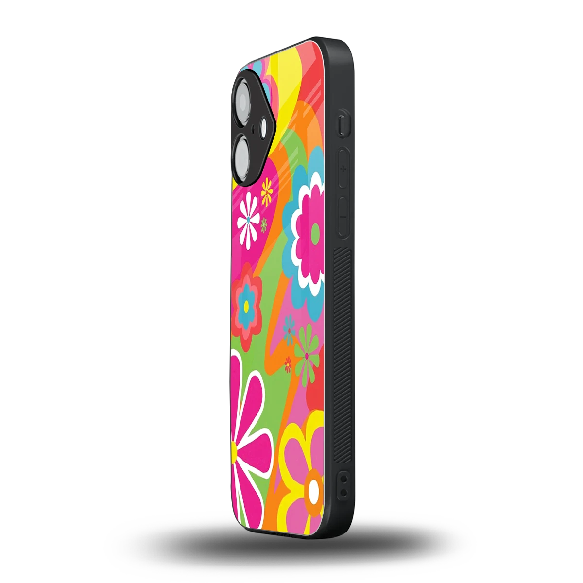 Floral Fusion iPhone 16 mobile cover | shockproof glass phone case