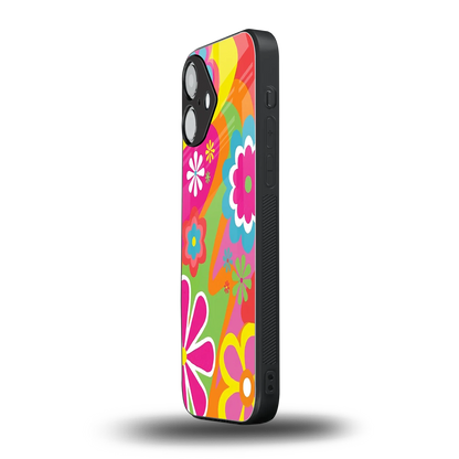 Floral Fusion iPhone 16 mobile cover | shockproof glass phone case