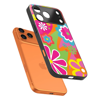 Floral Fusion sleek iphone 17 pro cover with tempered glass back and TPU edges