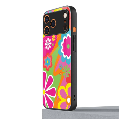 Floral Fusion iphone 17 pro mobile cover | shockproof glass phone case