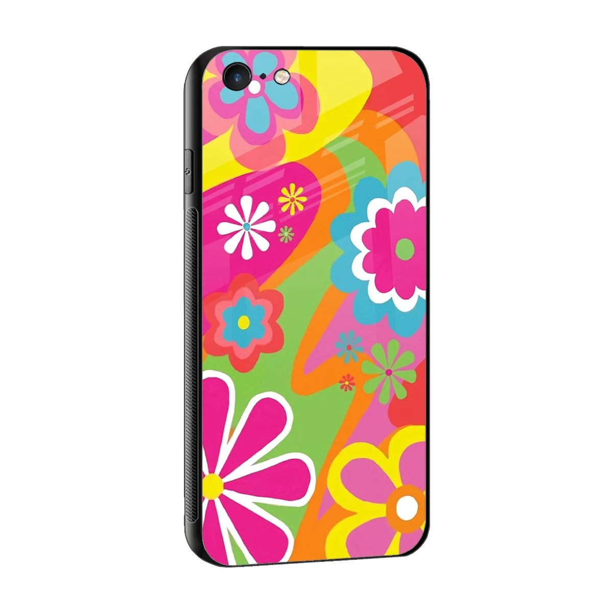 Floral Fusion sleek iphone 6s plus cover with tempered glass back and TPU edges