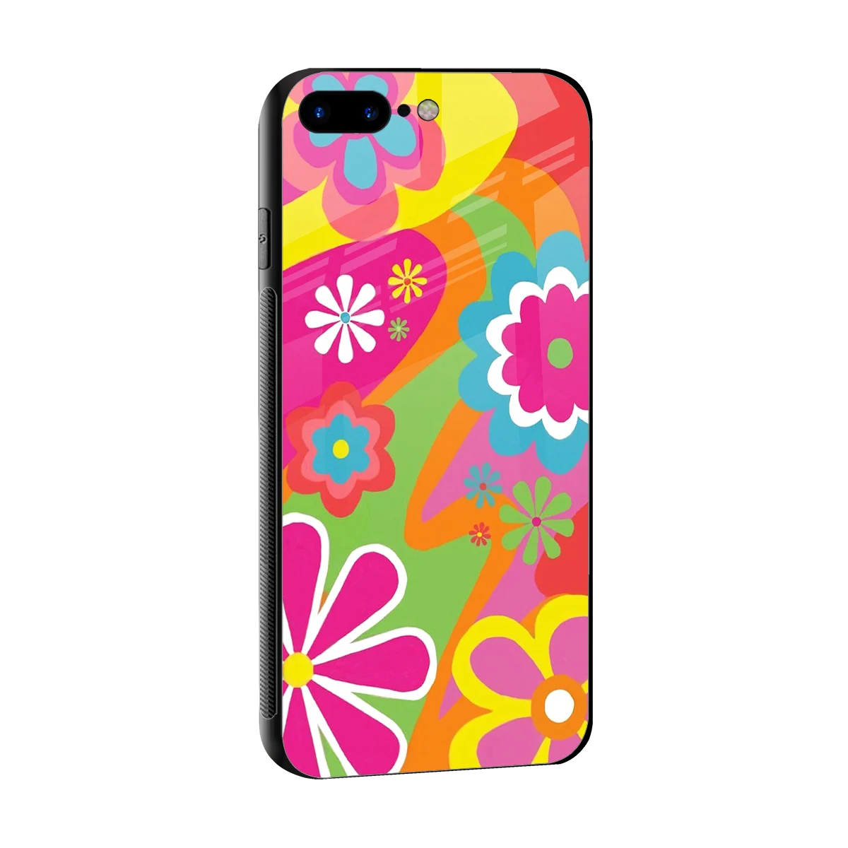 Floral Fusion sleek iphone 7 plus cover with tempered glass back and TPU edges