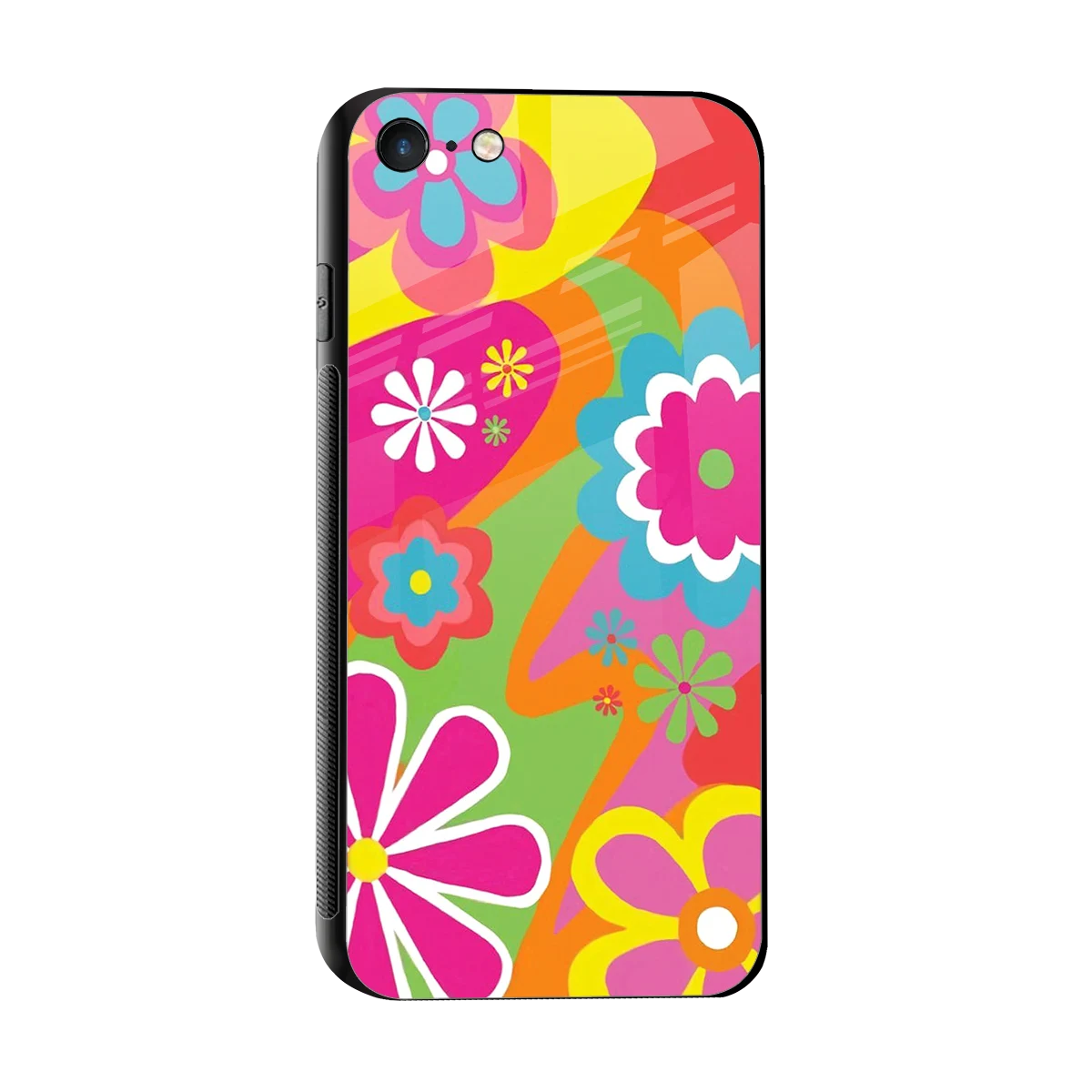 Floral Fusion sleek iphone 7 cover with tempered glass back and TPU edges
