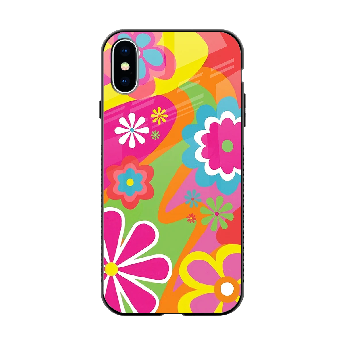 Floral Fusion back phone cover | glass case for iphone x