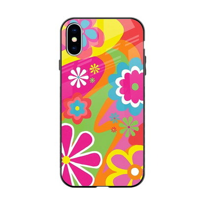 Floral Fusion back phone cover | glass case for iphone x
