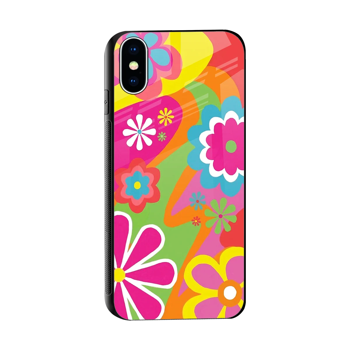 Floral Fusion sleek iphone x cover with tempered glass back and TPU edges