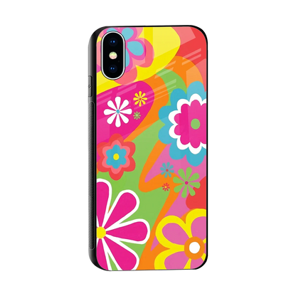 Floral Fusion sleek iphone x cover with tempered glass back and TPU edges
