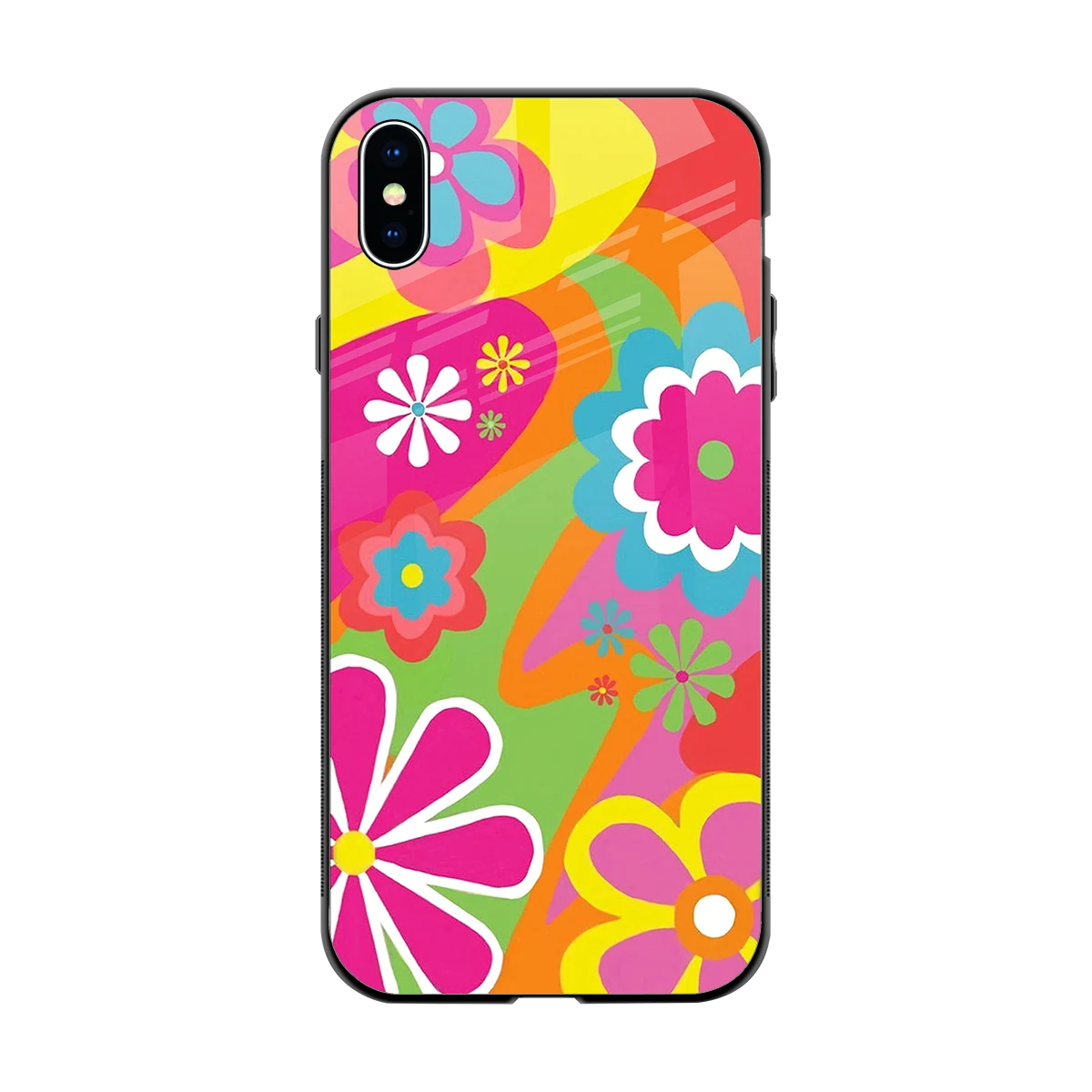 Floral Fusion back phone cover | glass case for iphone xs max