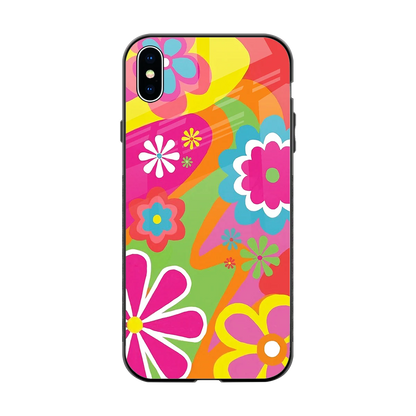 Floral Fusion back phone cover | glass case for iphone xs max