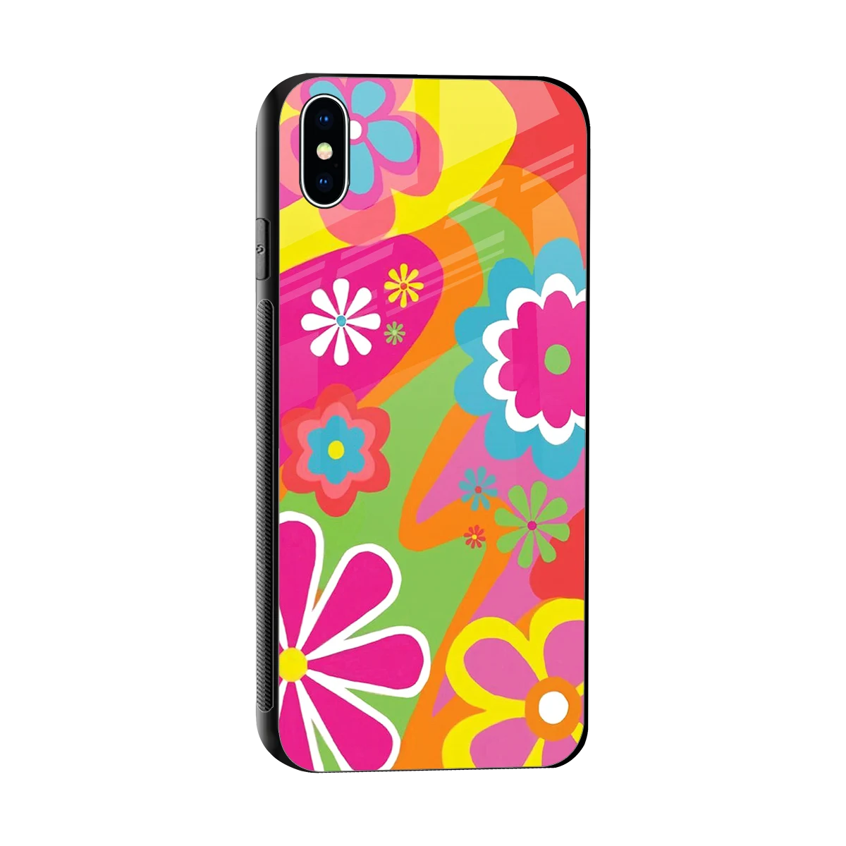Floral Fusion sleek iphone xs max cover with tempered glass back and TPU edges