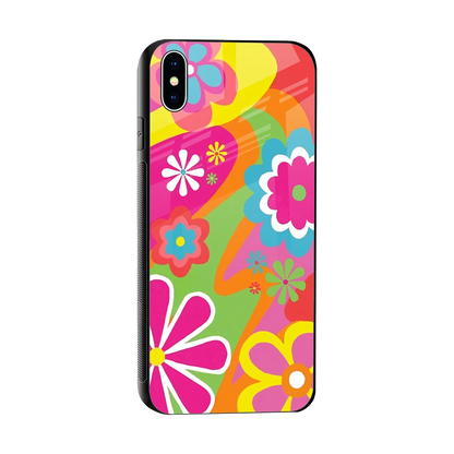 Floral Fusion sleek iphone xs max cover with tempered glass back and TPU edges