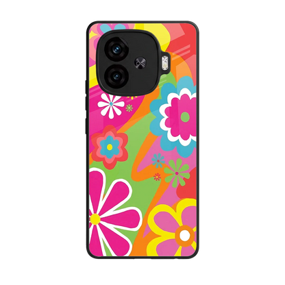 Floral Fusion back phone cover | glass case for iqoo neo 10r 5g