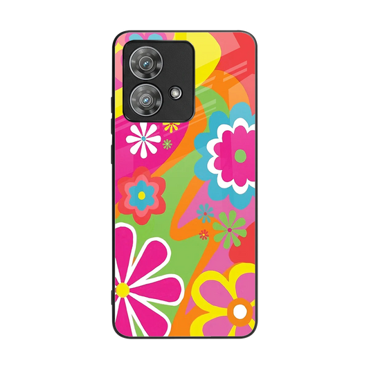 Floral Fusion back phone cover | glass case for motorola edge 40 neo 5g