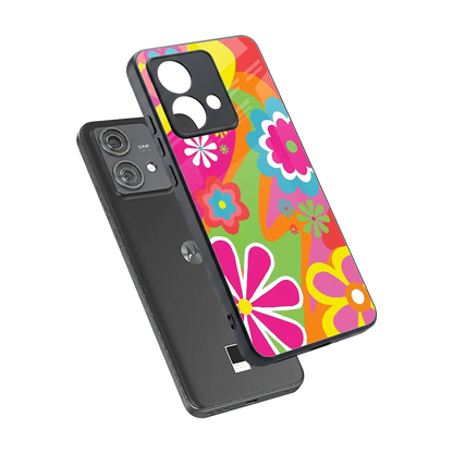 Floral Fusion sleek motorola edge 40 neo 5g cover with tempered glass back and TPU edges