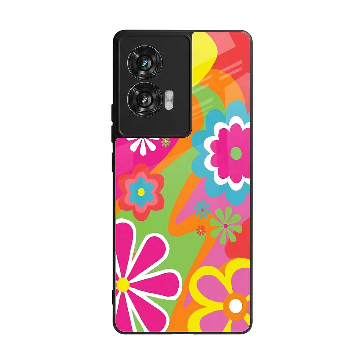 Floral Fusion back phone cover | glass case for motorola edge 50 fusion