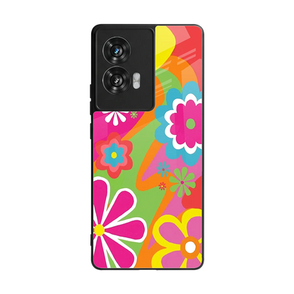 Floral Fusion back phone cover | glass case for motorola edge 50 fusion