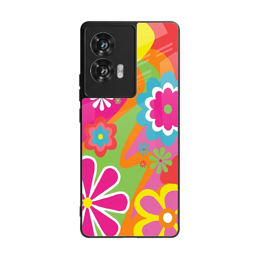 Floral Fusion back phone cover | glass case for motorola edge 50 fusion