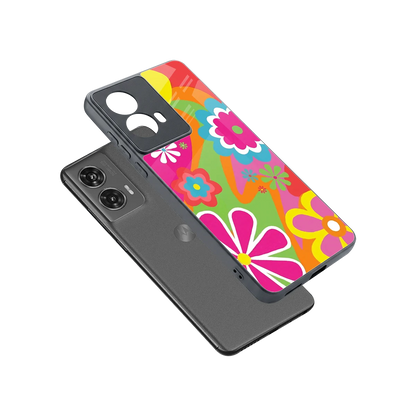 Floral Fusion sleek motorola edge 50 fusion cover with tempered glass back and TPU edges