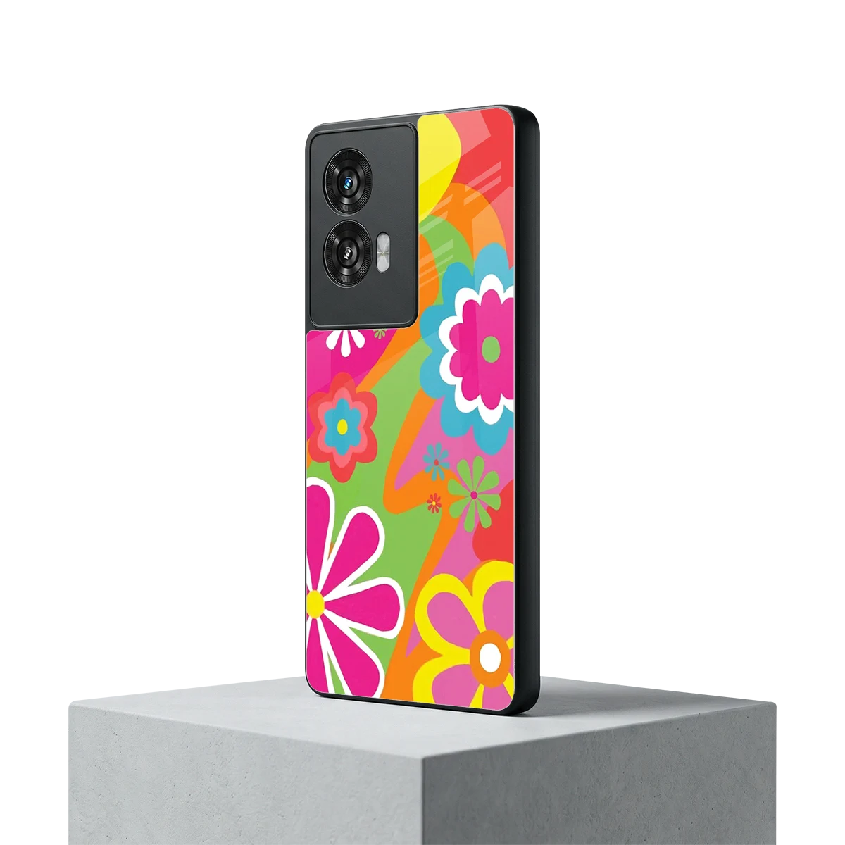 Floral Fusion motorola edge 50 fusion mobile cover | shockproof glass phone case