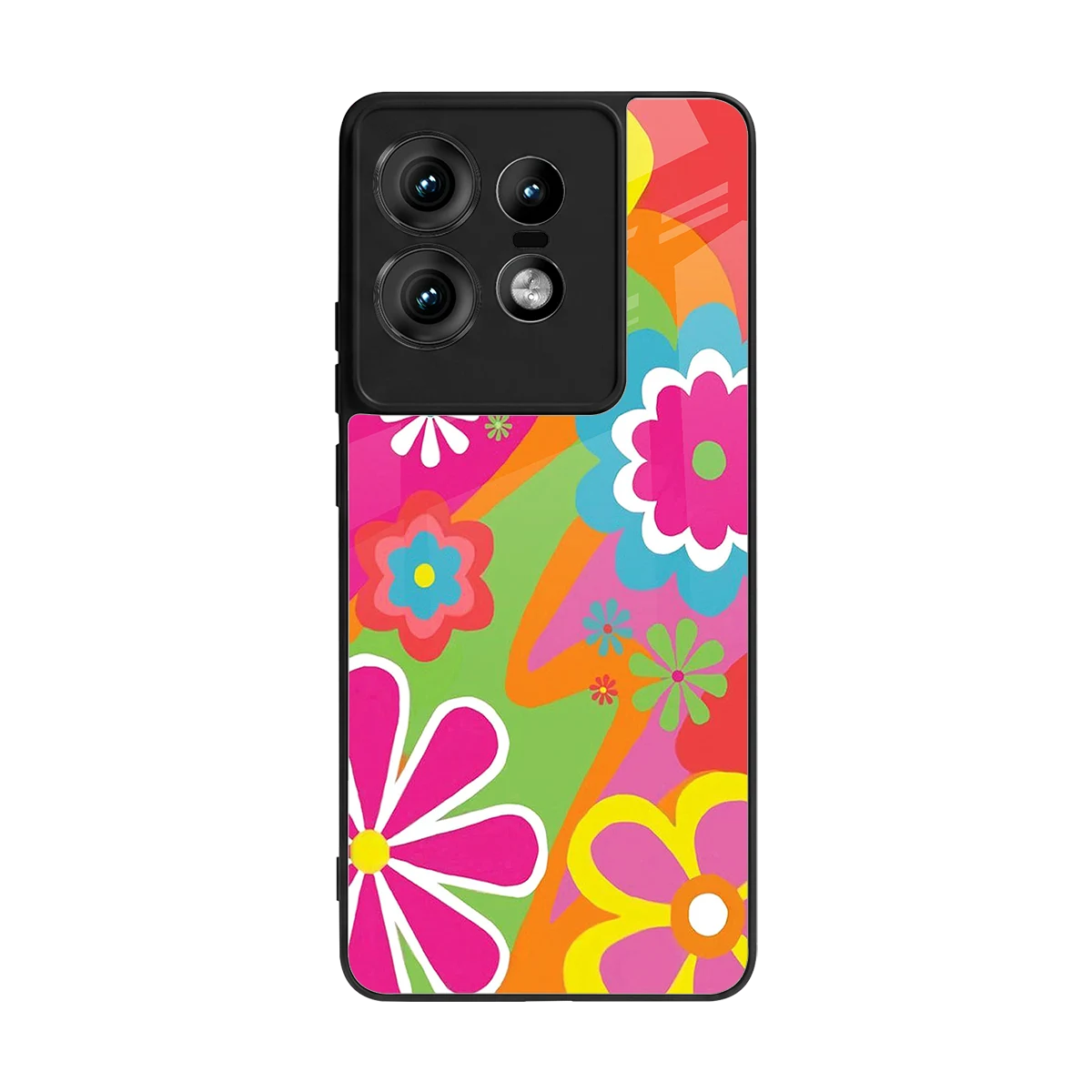 Floral Fusion back phone cover | glass case for motorola edge 50 pro