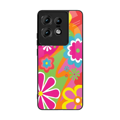 Floral Fusion back phone cover | glass case for motorola edge 50 pro