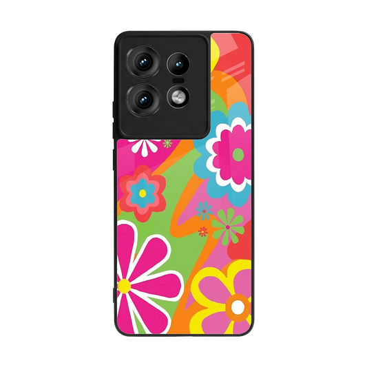 Floral Fusion back phone cover | glass case for motorola edge 50 pro
