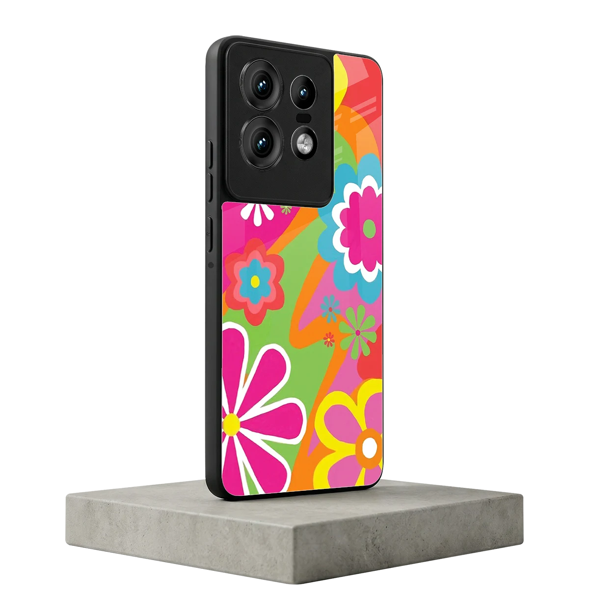 Floral Fusion motorola edge 50 pro mobile cover | shockproof glass phone case