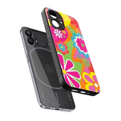 Floral Fusion sleek nothing phone 1 cover with tempered glass back and TPU edges