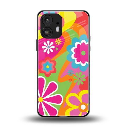 Floral Fusion back phone cover | glass case for nothing phone 2