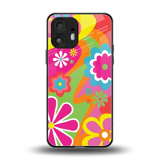 Floral Fusion back phone cover | glass case for nothing phone 2