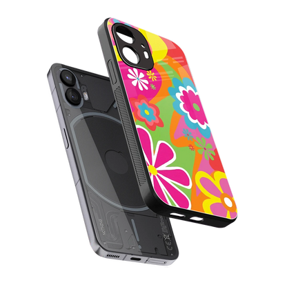 Floral Fusion sleek nothing phone 2 cover with tempered glass back and TPU edges