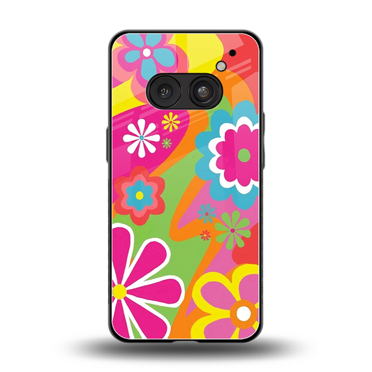 Floral Fusion back phone cover | glass case for nothing phone 2a