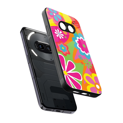 Floral Fusion sleek nothing phone 2a cover with tempered glass back and TPU edges