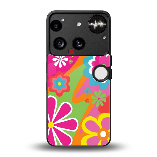 Floral Fusion back phone cover | glass case for nothing phone 3