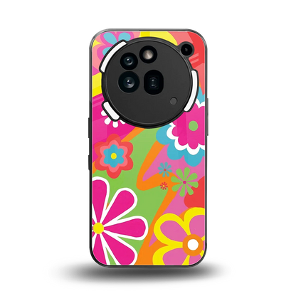 Floral Fusion back phone cover | glass case for nothing phone 3a pro
