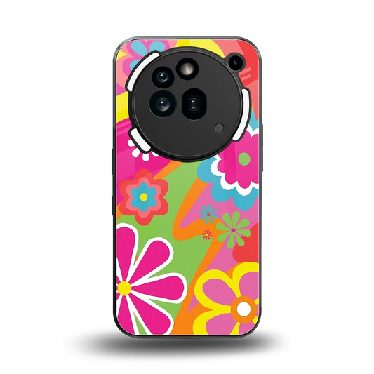 Floral Fusion back phone cover | glass case for nothing phone 3a pro