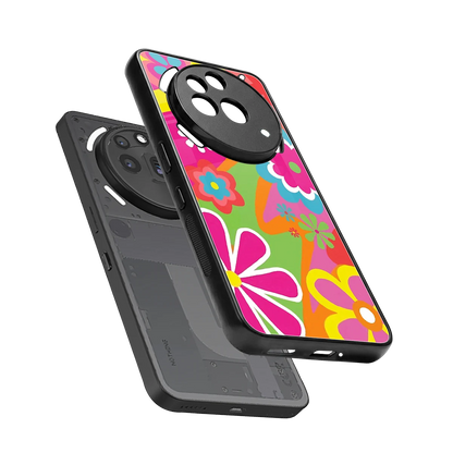 Floral Fusion sleek nothing phone 3a pro cover with tempered glass back and TPU edges