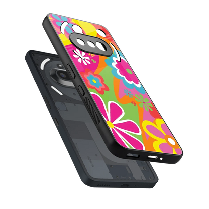 Floral Fusion sleek nothing phone 3a cover with tempered glass back and TPU edges