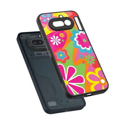 Floral Fusion sleek nothing phone 4a cover with tempered glass back and TPU edges