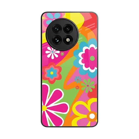 Floral Fusion back phone cover | glass case for oneplus 13r