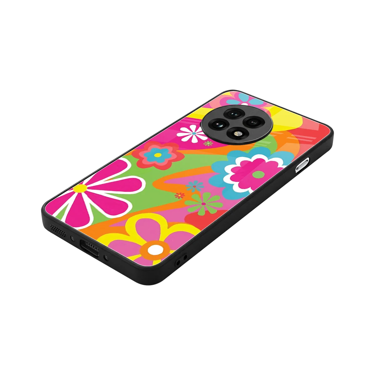Floral Fusion stylish phone case for oneplus 13r | glossy glass and slim fit