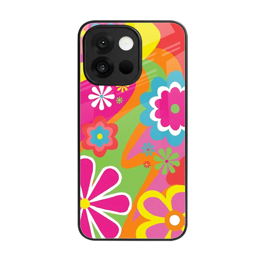 Floral Fusion back phone cover | glass case for oneplus 13s