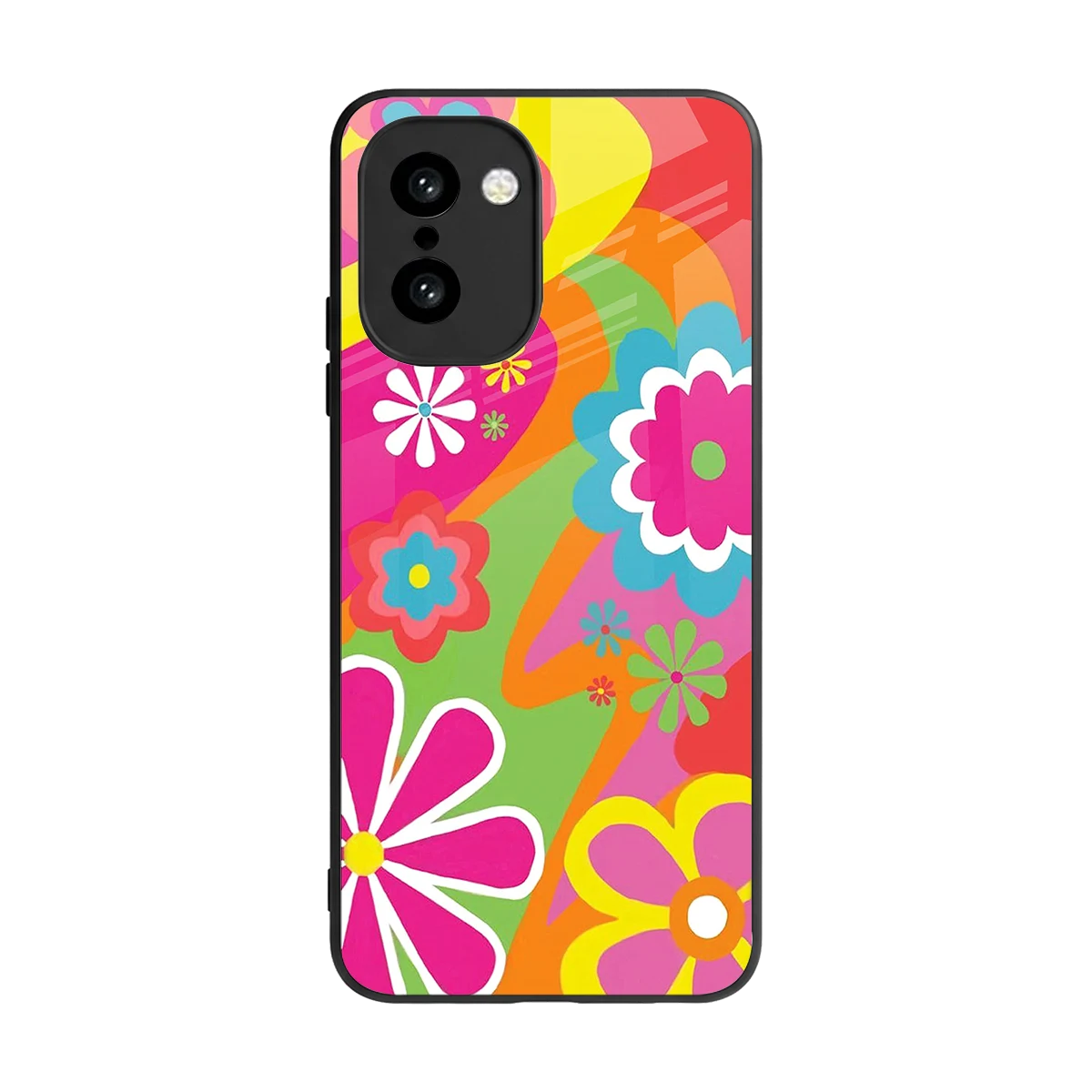 Floral Fusion back phone cover | glass case for oneplus 15r