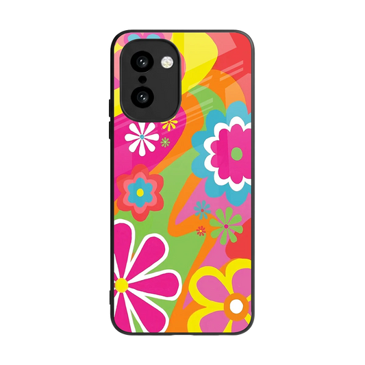 Floral Fusion back phone cover | glass case for oneplus 15r