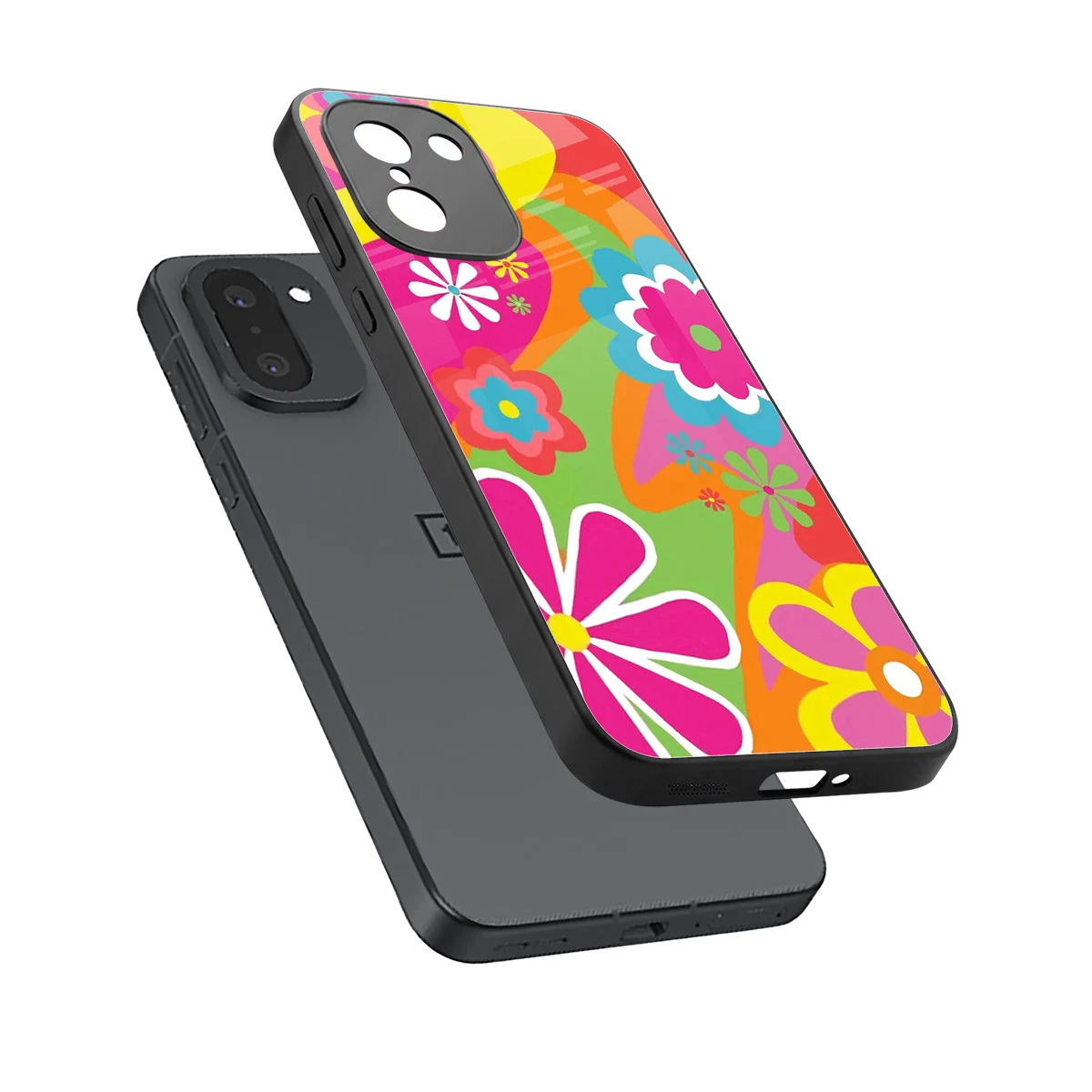 Floral Fusion sleek oneplus 15r cover with tempered glass back and TPU edges